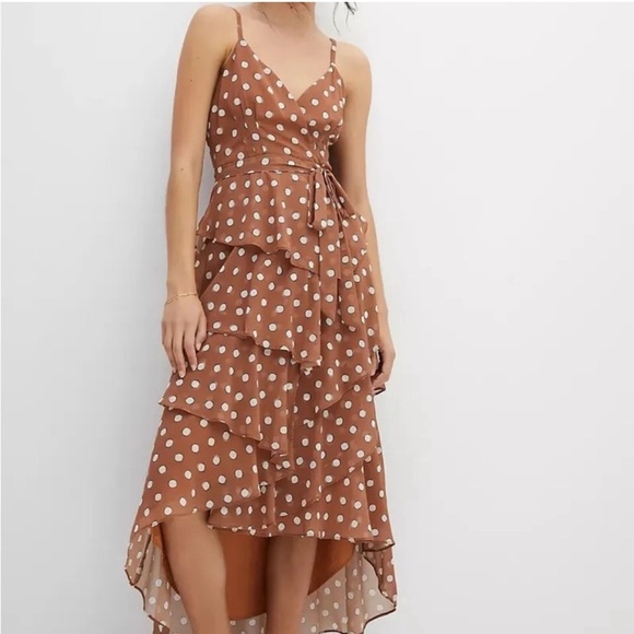 ANTHROPOLOGIE X HUTCH Polka Dot Wrap Tiered Maxi Dress Size Small Lightweight - Picture 1 of 16